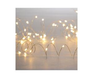Edit Lighting Festive 9.95M Battery Operated Warm White LED Silver Micro Wire Fairy Lights with 200 Lights