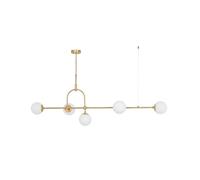Edit Lighting Greenwich 5 Light Ceiling Bar Pendant Fitting in Matt Antique Brass Finish with Opal White Diffusers