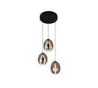 Edit Lighting Melanie LED Smoked Glass 3 Light Cluster Ceiling Pendant - Black