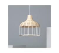 Edit Lighting Sliema Single Light Rattan Ceiling Pendant In White & Natural Finish