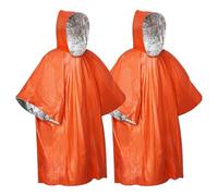 Editbar Pack of 2 Emergency Survival Poncho, Emergency Rain Poncho, Rescue Blanket, Bivouac Bag, First Aid Heat Blanket, Insulation and Rainproof, Suitable for Camping, Hiking and Emergencies, 130 x