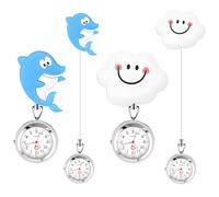 Editbar Pack of 2 Nurse Watch Watches, Quartz Watch Nurse Watch with Pin/Clip, Nurse Pocket Watch for Doctor, Women's Nurse Graduation, White Cloud + Whale, White cloud + whale