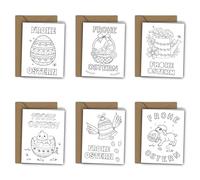 Edition Colibri 6 Easter Folding Cards with Envelope, Colouring Cards for Children, Premium Quality, Paintable Card, Activity for Children (DIY)