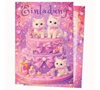 Edition Colibri Birthday Card - Cat on Cake | Set of 10 Flat Cards (A6) - Write On Back