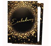 Edition Colibri Birthday Card - Golden Glitter Particles Invitation | Set of 10 Flat Cards (A6) - Write On Back