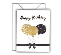 Edition Colibri Birthday Greeting Card with Envelope, Happy Birthday Card, Birthday Card for Men and Women, A6, golden and black ballons