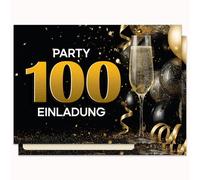 Edition Colibri Birthday Invitation Card - Black Gold Invitation 100 | Set of 10 Flat Cards (A6) - Back to Write On