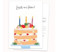Edition Colibri Birthday Invitation Card - Cake with Candles | Set of 10 Flat Cards (A6) - Write On Back (2) (2)