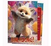 Edition Colibri Birthday Invitation Card - Colourful Animal Theme Invitations | Set of 10 Flat Cards (A6) - Write On Back (2)