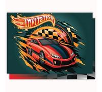 Edition Colibri Birthday Invitation Card - Dynamic Red Car Design | Pack of 10 Flat Cards (A6) - Write On Back