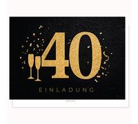 Edition Colibri Birthday Invitation Card - Glittery 40 Invitations Design | Set of 10 Flat Cards (A6) - Write On Back