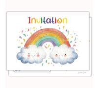 Edition Colibri Birthday Invitations - Clouds & Rainbow | Pack of 10 Flat Cards (A6) - Write On Back