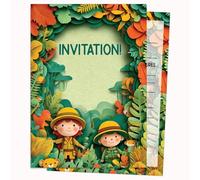 Edition Colibri Birthday Invitations - Colourful Jungle Design | Pack of 10 Flat Cards (A6) - Write On Back