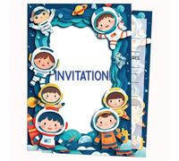 Edition Colibri Birthday Invitations - Space Astronauts Design | Pack of 10 Flat Cards (A6) - Write On Back (2)