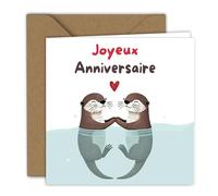 Edition Colibri Greeting Card - Aquatic Otter Illustration | Folded Card (15x15cm) - With Kraft Envelope - Blank Inside