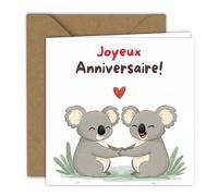 Edition Colibri Greeting Card - Koala with Heart Design | Folded Card (15 x 15 cm) - with Kraft Envelope - Blank Inside