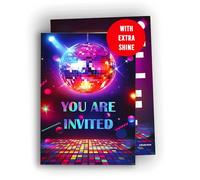 Edition Colibri Kids’ Birthday Party Invitations - Disco Theme - Set of 10 A6 Cards - 80s & 90s Party Invitations - Fun Disco Birthday Cards for Children