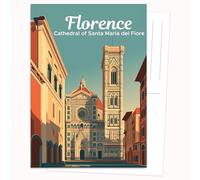 Edition Colibri Postcard - Architecture Motif Florence Coloured | Set of 10 Flat Cards (A6) - Back for Writing on