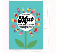 Edition Colibri Postcard - Colourful Hand Motif Central | Set of 10 Flat Cards (A6) - Back for Writing on
