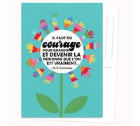 Edition Colibri Postcard - Flower with Coloured Hands | Pack of 10 Flat Cards (A6) - Write On Back