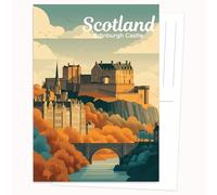 Edition Colibri Postcard - Graphic Edinburgh Castle | Set of 10 Flat Cards (A6) - Write-On Back