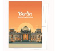 Edition Colibri Postcard - Graphic Reichstag Building | Set of 10 Flat Cards (A6) - Back for Writing on