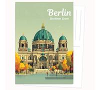 Edition Colibri Postcard - Graphic Representation of Berlin Cathedral | Set of 10 Flat Cards (A6) - Back for Writing on