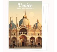 Edition Colibri Postcard - Illustration of Venice | Set of 10 Flat Cards (A6) - Write On Back