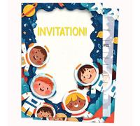 Edition Colibri Space Astronauts Birthday Invitations | Pack of 10 Flat Cards (A6) - Write On Back