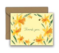 Edition Colibri Thank You Card A7 with Envelope - Daffodil & Bee Design - Hand-Illustrated