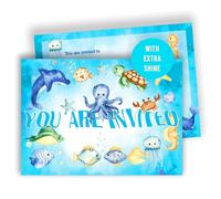 Edition Colibri Underwater Party Invitations - 10 Fill-in Cards for Kids | Ocean Birthday Invites with Octopus, Turtle, Dolphin & Sea Animals