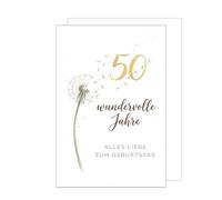 Edition Seidel A4-G1047 Premium XXL Maxi 50th Birthday Card with Envelope Format DIN A4 Greeting Card Folding Card with German Text "Alles Liebe Mann Frau Dandelion" [German Language]