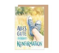 Edition Seidel KF351 SW026 Premium Confirmation Card with Envelope Confirmation Card Greeting Card Saying Sayings Girls Boys Teenagers Trainers Meadow Field Cool Modern Nature