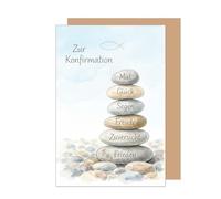 Edition Seidel KF368 SW026 Premium Confirmation Card with Envelope Greeting Card Saying Sayings Girls Boys Teenagers Stones Joy Peace Wishes