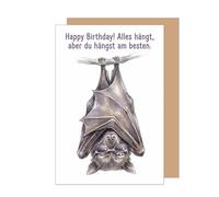 Edition Seidel Premium Birthday Greeting Card with Envelope. Greeting Card Folding Card for Birthday Saying Happy Birthday Man Woman Friends Humour Bat (G4183 LBW26)