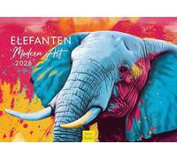 Edition Seidel Premium Calendar Elephant Modern Art 2026 Format DIN A3 Wall Calendar Animals Elephant Art Illustration Creative Wildlife