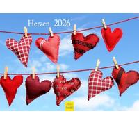 Edition Seidel Premium Calendar Hearts 2026 Format DIN A4 Wall Calendar Heart Flowers Stone Heart Wooden Heart Love Friendship