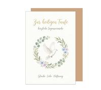 Edition Seidel Premium Christening Greeting Card with Envelope. Christening Card Greeting Card Saying Sayings Christening Child Baptism Boy Girl Baby Child Children Flowers Wreath Dove Blessing (ET204