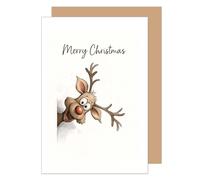 Edition Seidel Premium Christmas Greeting Card with Envelope. Greeting Card Christmas Card English for Wife Man Retro Merry Christmas Xmas Reindeer (W1141 SW025)