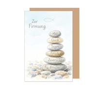 Edition Seidel Premium Confirmation Card with Envelope, Greeting Card, Saying Sayings, Girls, Boys, Teenagers, Stones Maritime Joy Wishes (FI162 SW026)