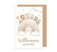 Edition Seidel Premium Greeting Card for Birth with Envelope. Card Greeting Card Birth Card Baby Card Saying Sayings Arrival Hello Endlich da Willkommen Girl Boy Baby Child Wonder (E317 SW026)