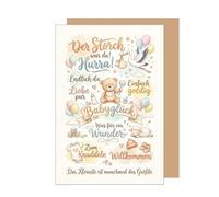 Edition Seidel Premium Greeting Card for Birth with Envelope. Card Greeting Card Birth Card Baby Card Saying Sayings Arrival Hello Endlich da Willkommen Girl Boy Baby Child Wonder (E337 SW026)