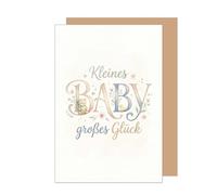 Edition Seidel Premium Greeting Card for Birth with Envelope. Card Greeting Card Birth Card Baby Card Saying Sayings Arrival Hello Endlich da Willkommen Girl Boy Baby Child Wonder (E336 SW026)