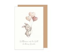 Edition Seidel Premium Greeting Card for Birth with Envelope. Card Greeting Card Birth Card Baby Card Saying Sayings Arrival Hello Endlich da Willkommen Girl Boy Baby Child Wonder (E319 SW026)