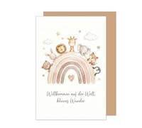Edition Seidel Premium Greeting Card for Birth with Envelope. Card Greeting Card Birth Card Baby Card Saying Sayings Arrival Hello Endlich da Willkommen Girl Boy Baby Child Wonder (E316 SW026)