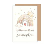 Edition Seidel Premium Greeting Card for Birth with Envelope. Card Greeting Card Birth Card Baby Card Saying Sayings Arrival Hello Endlich da Willkommen Girl Boy Baby Child Sun (E318 SW026)