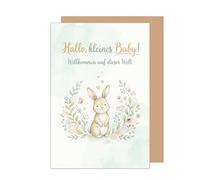 Edition Seidel Premium Greeting Card for Birth with Envelope. Card Greeting Card Birth Card Baby Card Saying Sayings Arrival Hello Endlich da Willkommen Girl Boy Baby Child Wonder (E339 SW026)