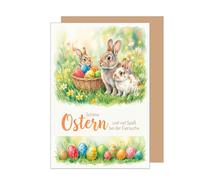 Edition Seidel Premium greeting card for Easter with envelope. Easter card, greeting card, folding card, sayings, Easter greetings, Happy Easter, spring, colourful colours, flower meadow, Easter nest