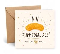Edition Seidel Premium Square 50th Birthday Card with Envelope Greeting Card Saying Happy for Man Woman Funny Congratulations Best Wishes Girlfriend (GQ974 SW026)