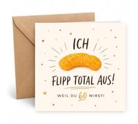 Edition Seidel Premium Square 60th Birthday Card with Envelope Greeting Card Saying Happy for Man Woman Funny Congratulations Best Wishes Girlfriend (GQ989 SW026)
